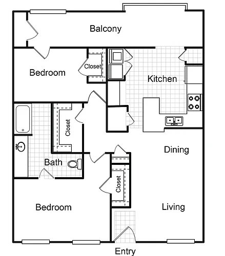 Floor plan 2 Bedroom 2 Bath