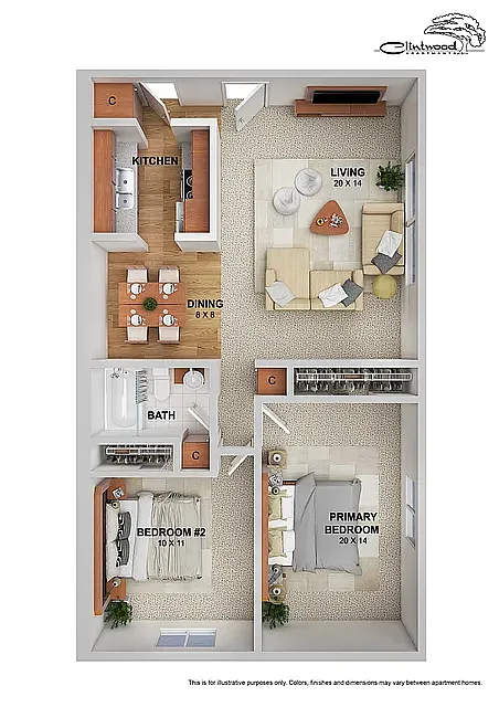 Floor plan 2 Bedroom South