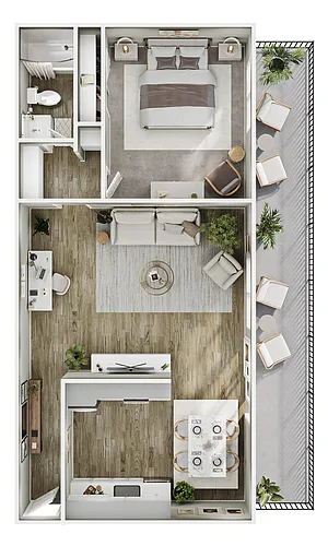 Floor plan 1 Bed, 1 Bath