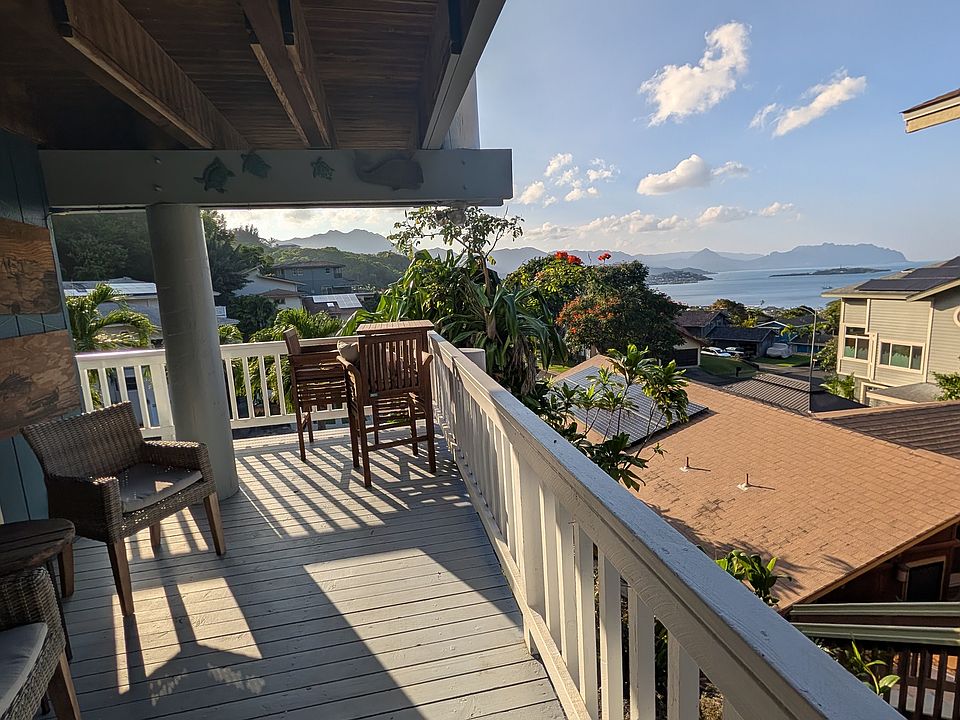 Wrap around lanai that leads to stunning ocean views and a small side yard.