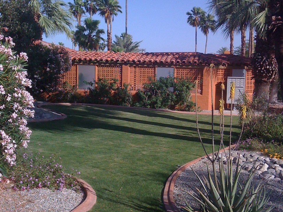 Pool Cabana from garden view