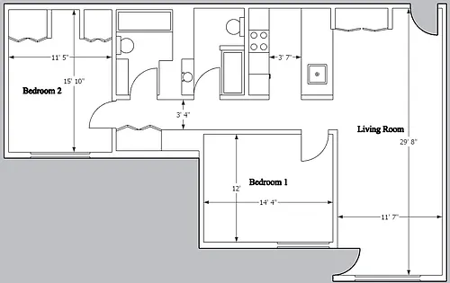 Floor plan Two-Bedroom