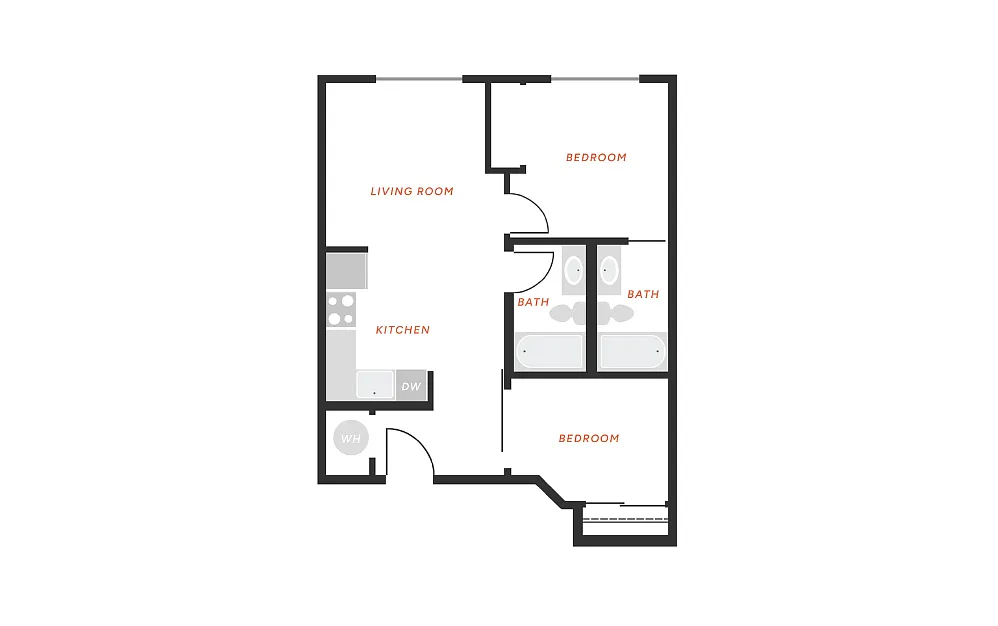 Floor plan 2 Bedroom 2 Bath - B3