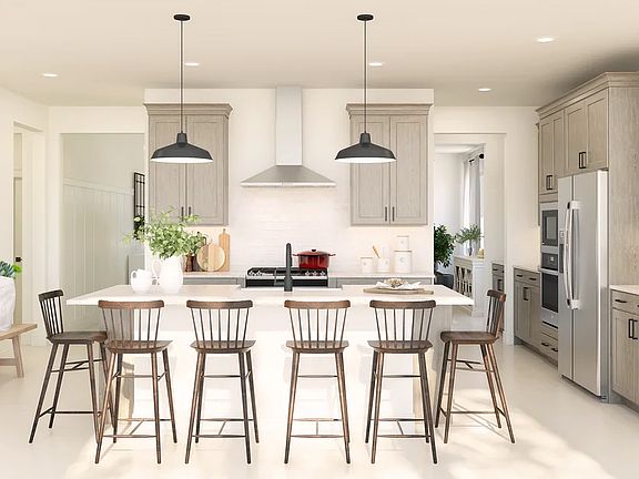 Kitchen with pendant lighting