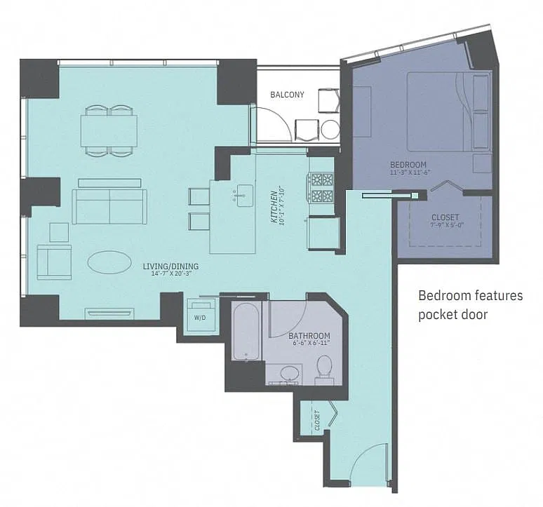 Floor plan 1 Bedroom 03-Tower A