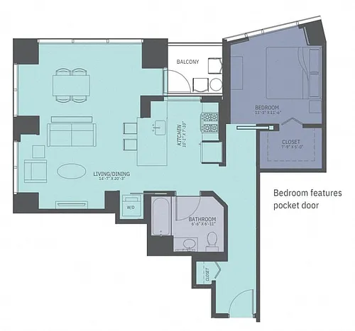 Floor plan 1 Bedroom 03-Tower A