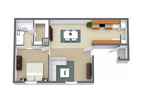 Floor plan 1 Bed, 1 Bath