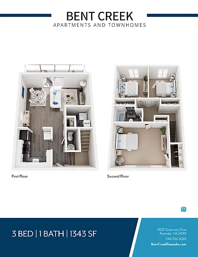 Floor plan 3b 1b 1343sq
