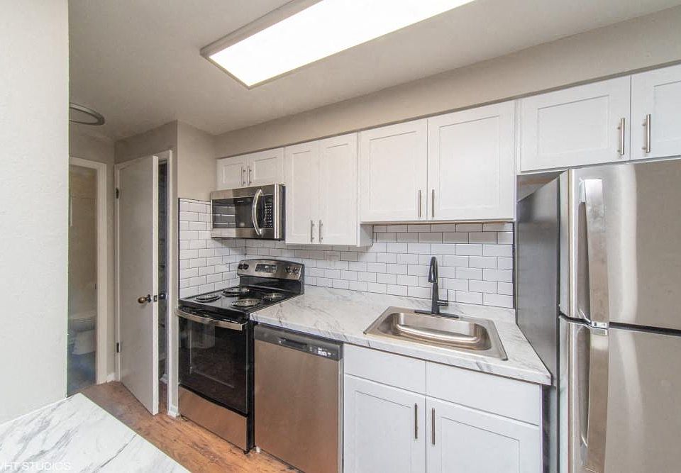 Stainless steel appliances with a built in microwave
