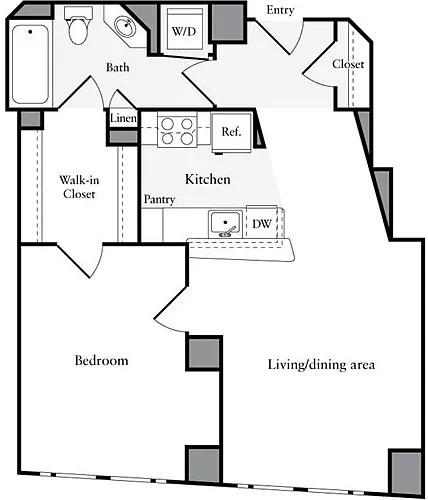 Floor plan 1 Bedroom J