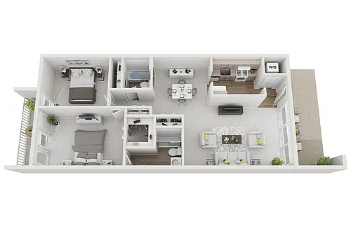 Floor plan Two Bedroom Two Bath