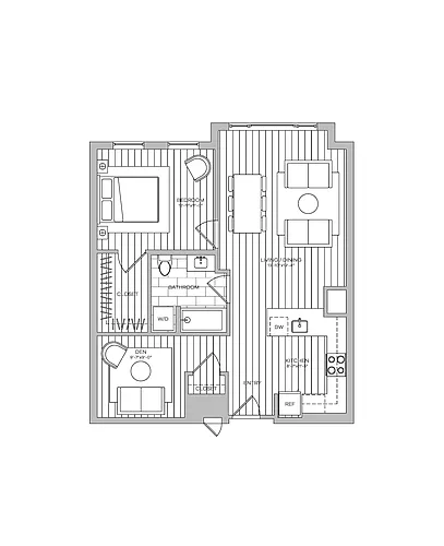 Floor plan One Bed Den