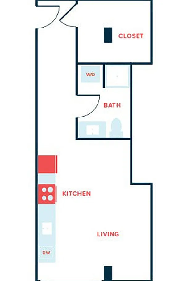 Floor plan Studio, 1 Bath - Apt K (Income Qualified)