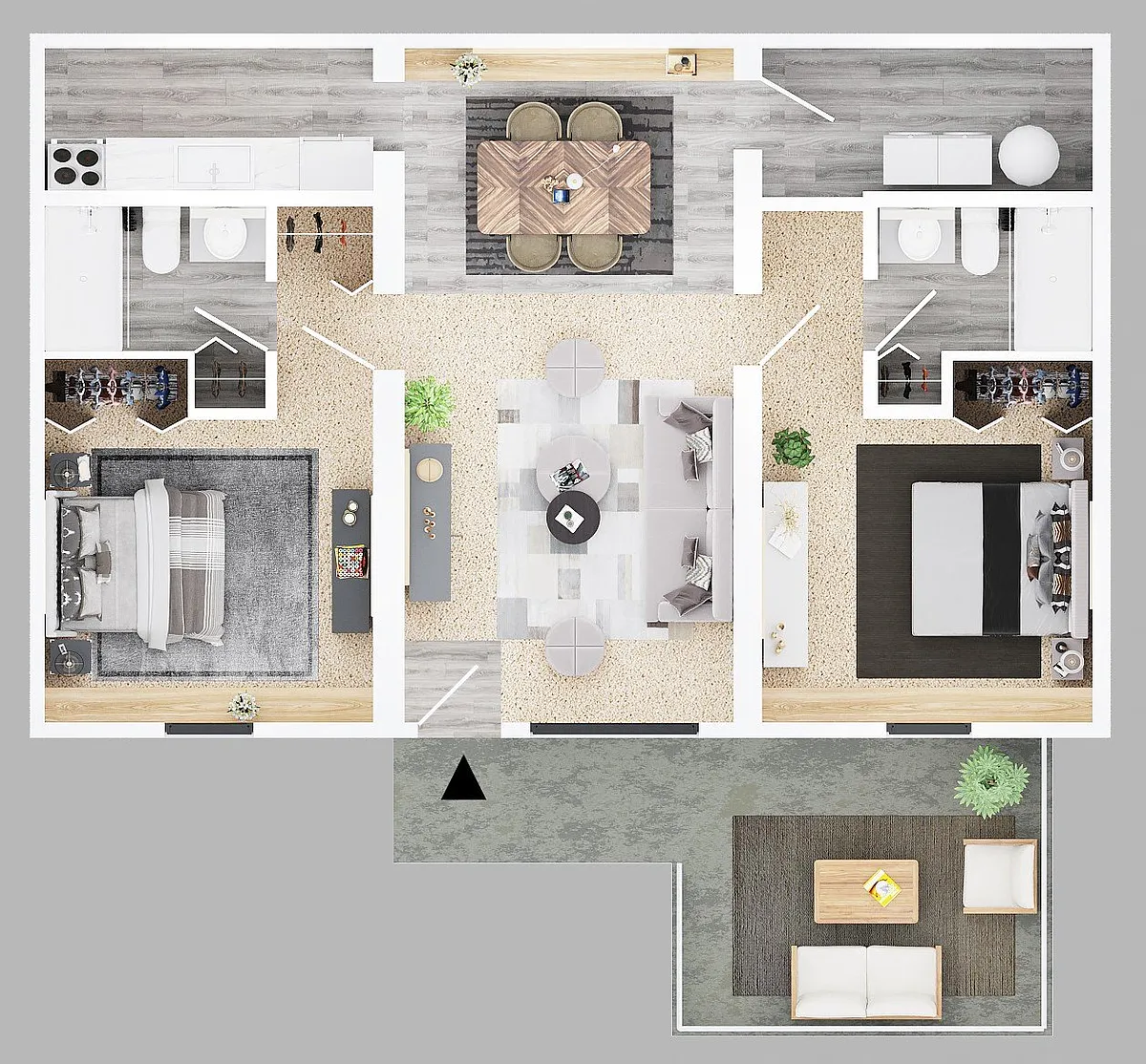 Floor plan Two Bedroom Two Bath Apartment