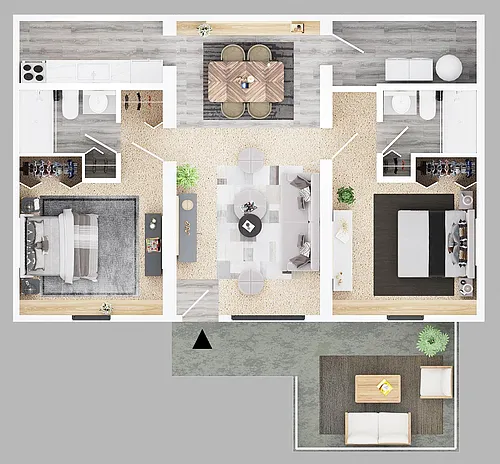 Floor plan Two Bed Two Bath