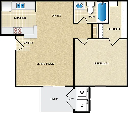Floor plan 1x1 - 625 sf - A2-C