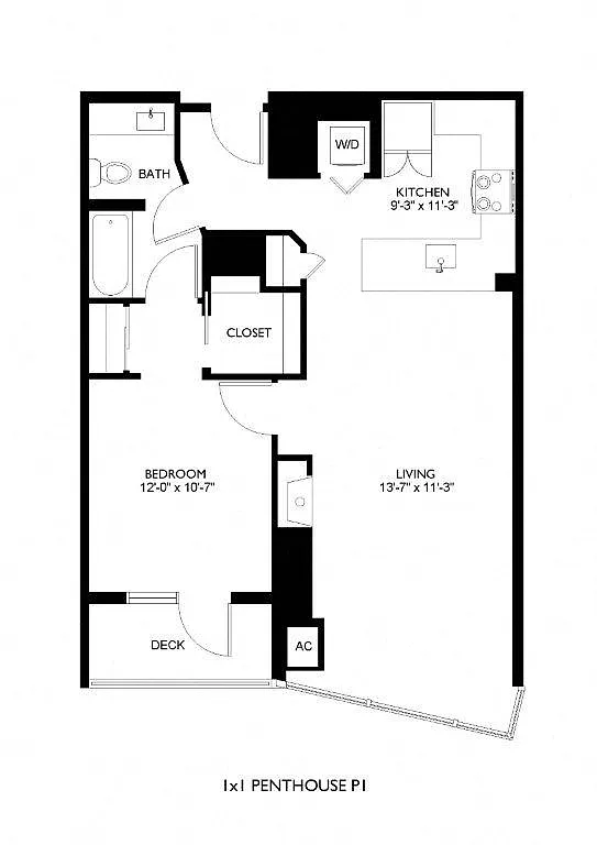 Floor plan 1x1 Penthouse P1
