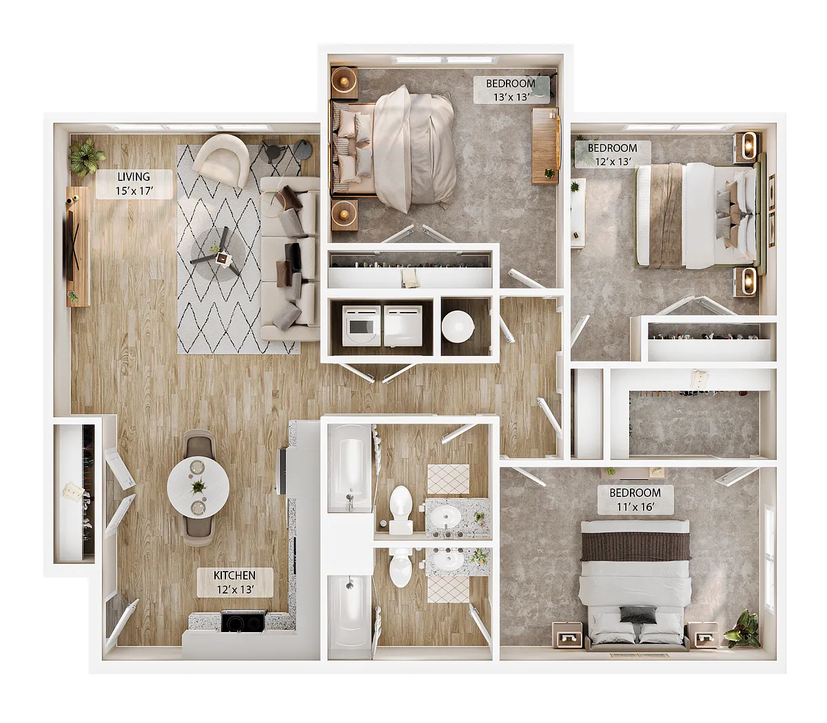 Floor plan 3-2BR Retreat Overlook