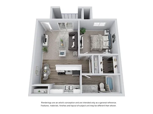 Floor plan A3: 1 Bed 1 Bath