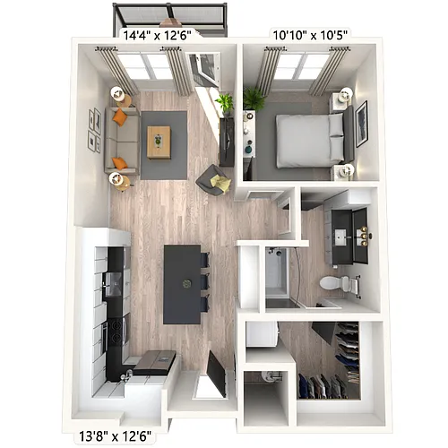 Floor plan A3 1x1 716 SF-FP
