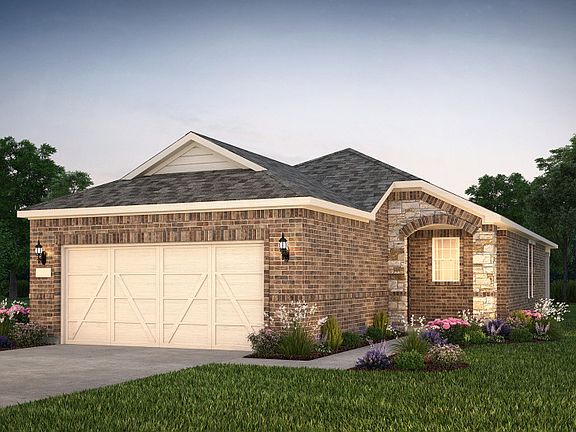 The Alpine, a one-story home with 2-car garage, shown with home exterior LS204