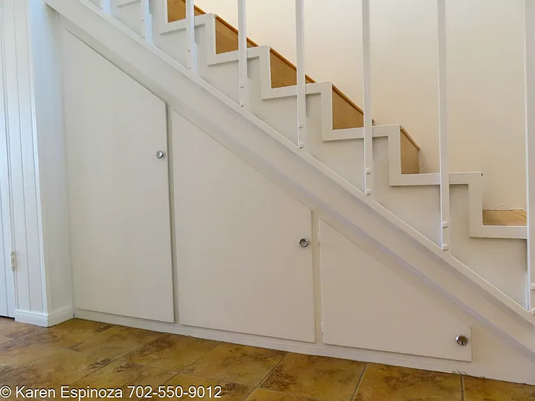 Stairs w cabinets underneath