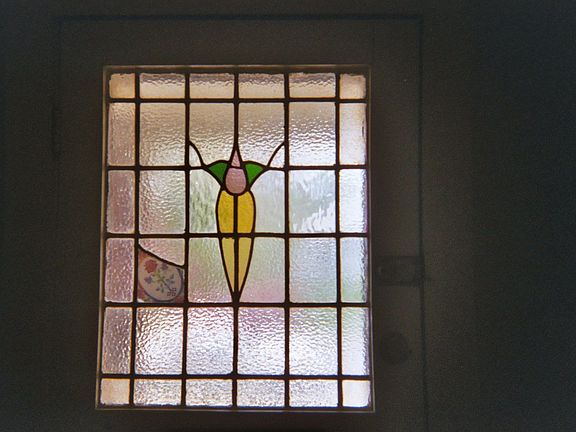 Leaded glass door.