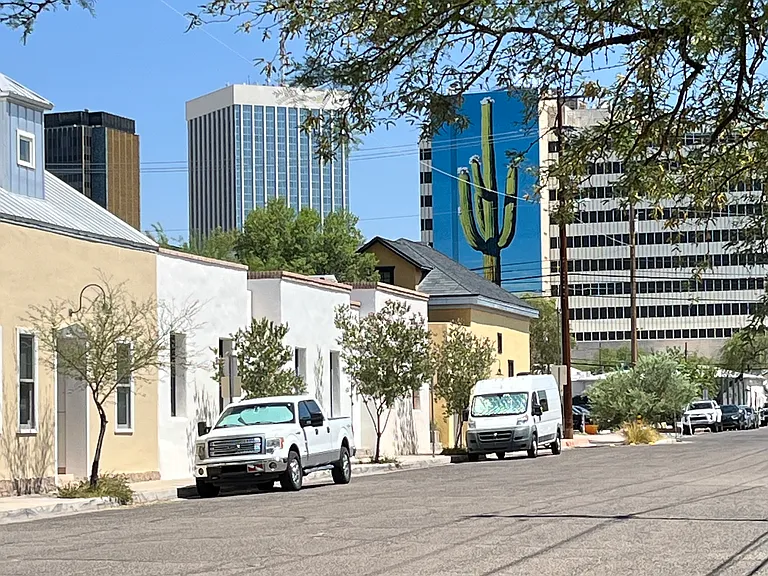 View of "Colossus" by Joe Pagac from street.