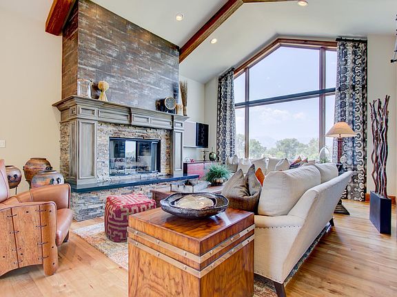 Living room with mountain views