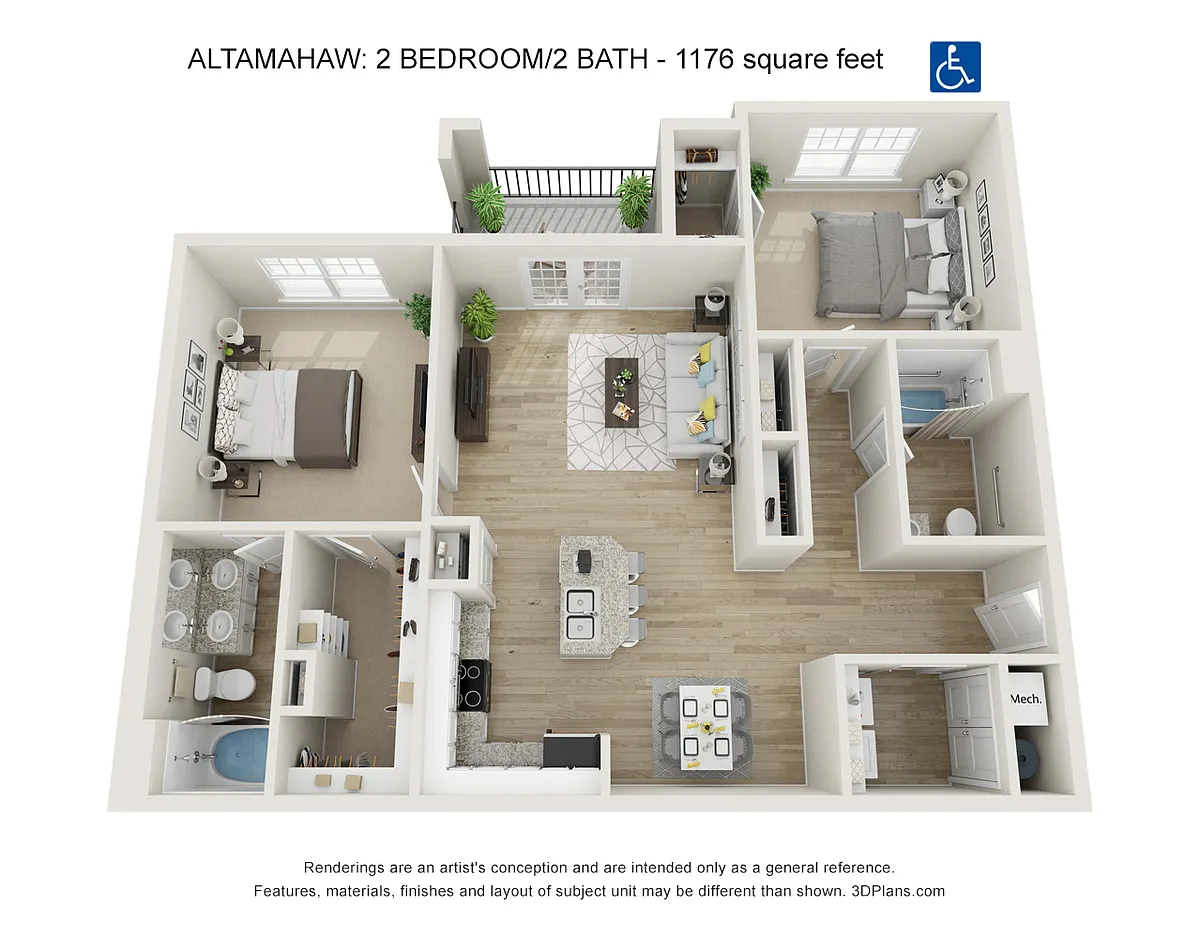 Floor plan 2 Bdrm 2 Bath A