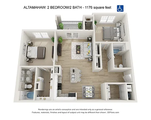 Floor plan 2 Bdrm 2 Bath A