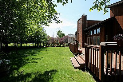 Back yard is flat & deck