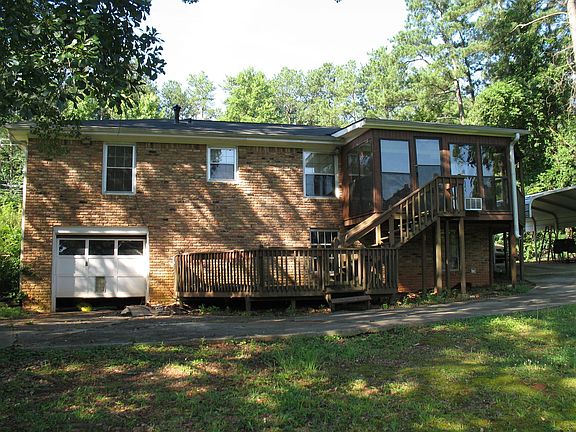 Back yard, garage, deck