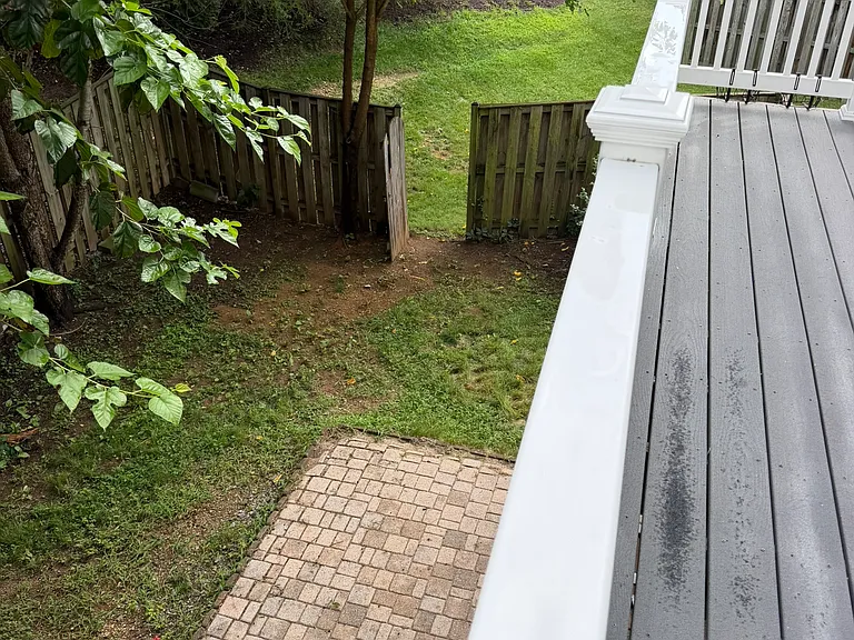 View from the deck toward the gate and patio.