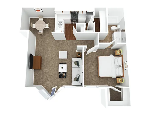 Floor plan 1BR - 1BTH + Patio