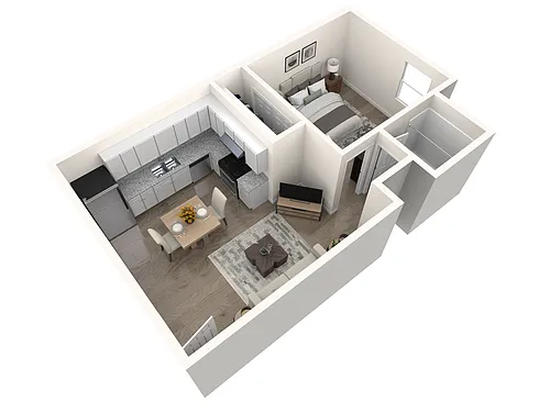 Floor plan 1 bedroom, 1 bathroom