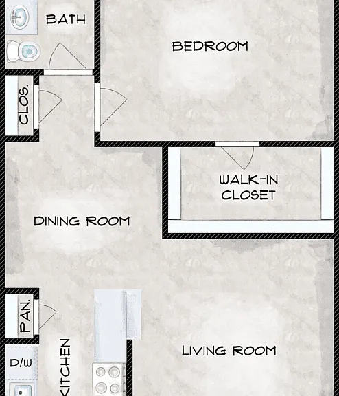 One Bed One Bath A Floorplan Diagram