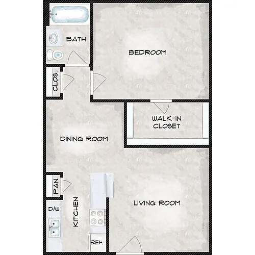 Floor plan One Bed One Bath A