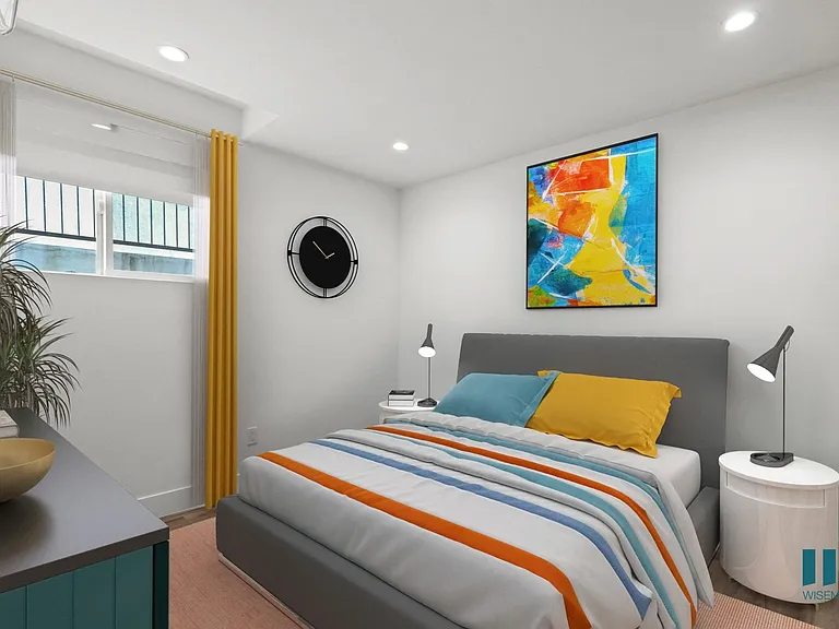 Bedroom with Vinyl Flooring and Recessed Lighting