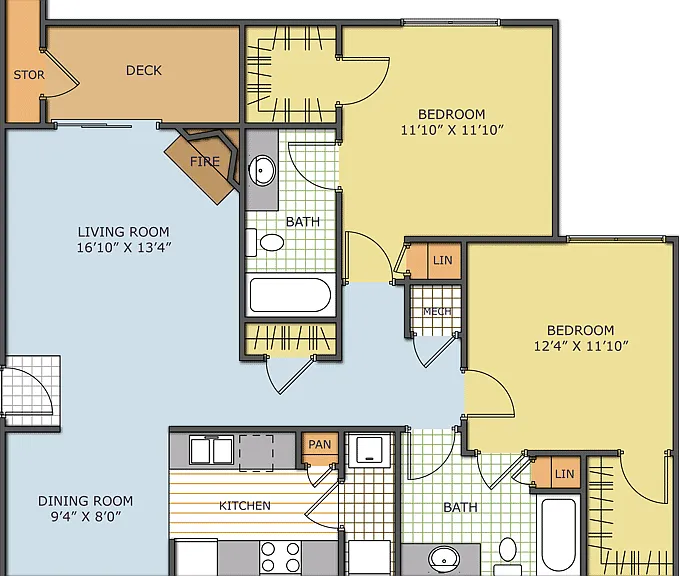 The Palmer - Caswick - 2 Beds - 2 Baths - 1180 Sq. ft.