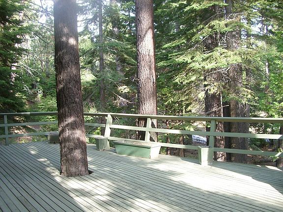 Large back deck forest views