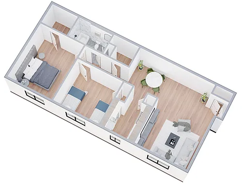Floor plan 2BR Remodeled
