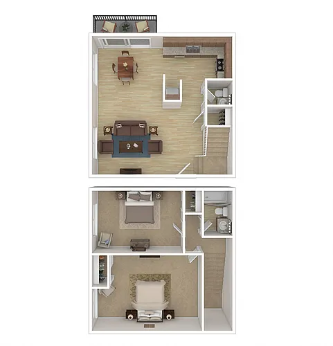 Floor plan 2 Bedroom, 1.5 Bath