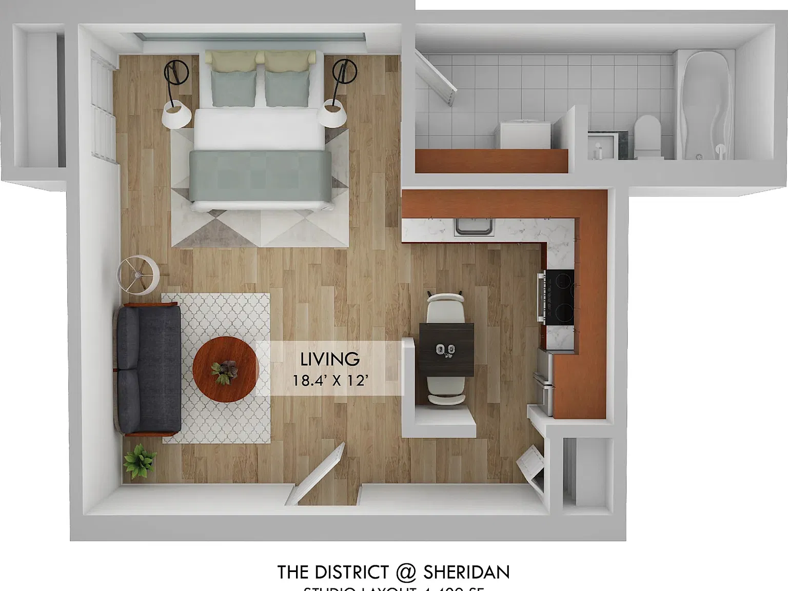 Studio, 1.0 bath, 409 sqft, $1,797 — Photo 2