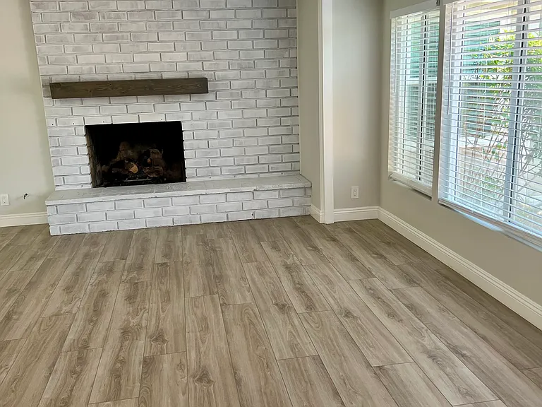 Living room with gas log fireplace