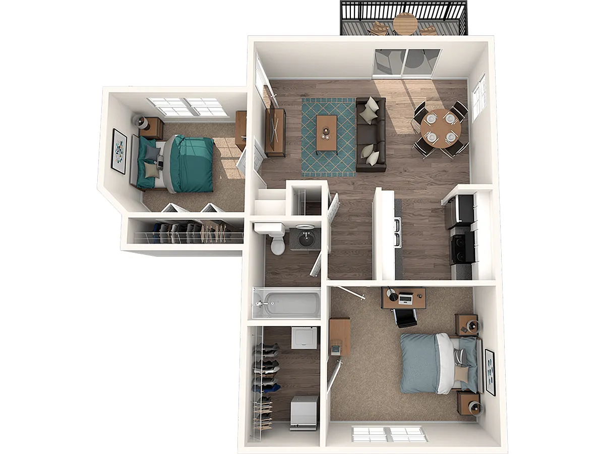 Floor plan 2x1 U | Upgraded