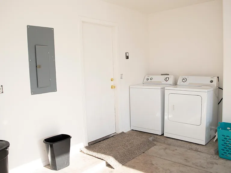 Washer & dryer hookups in attached private garage 
lots of storage and security