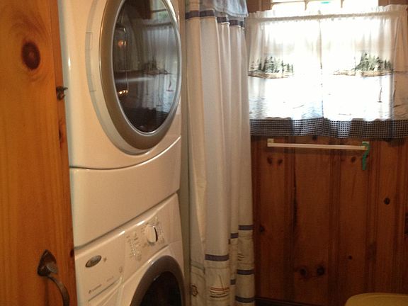Full bathroom on first floor with stall shower and very convenient washer and dryer!