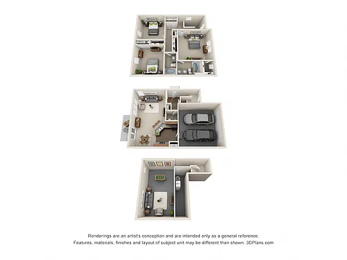 Floor plan 3-Bedroom Townhome