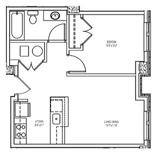 Floor plan 1 Bedroom 1 Bath